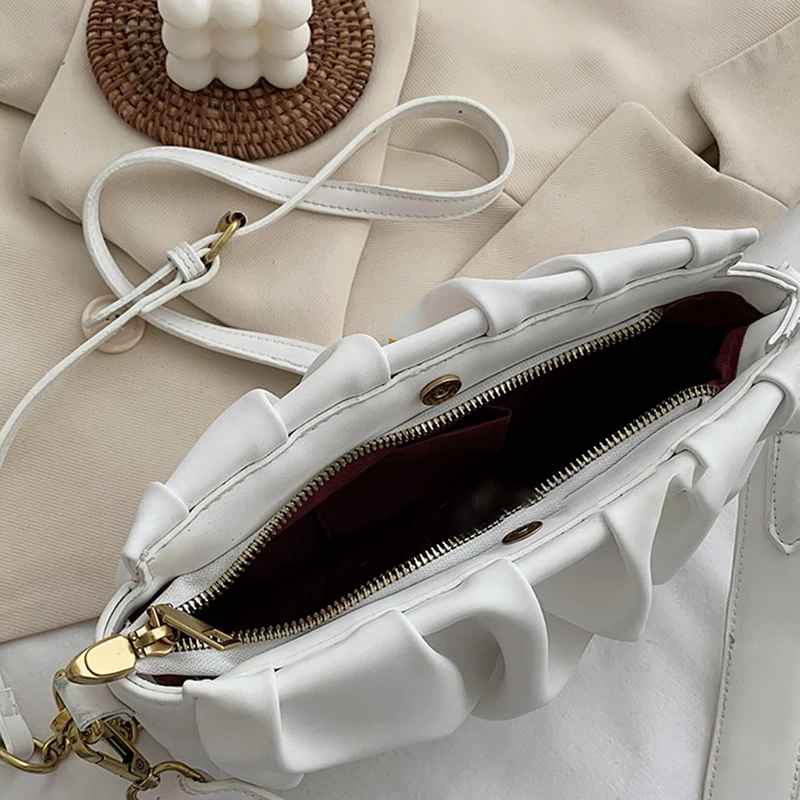 

CHICEVER Patchwork Chains Bag For Women Designer Ruched Belt Loose Elegant Fashion Pu Bags Accessories Female 2020 Spring Tide