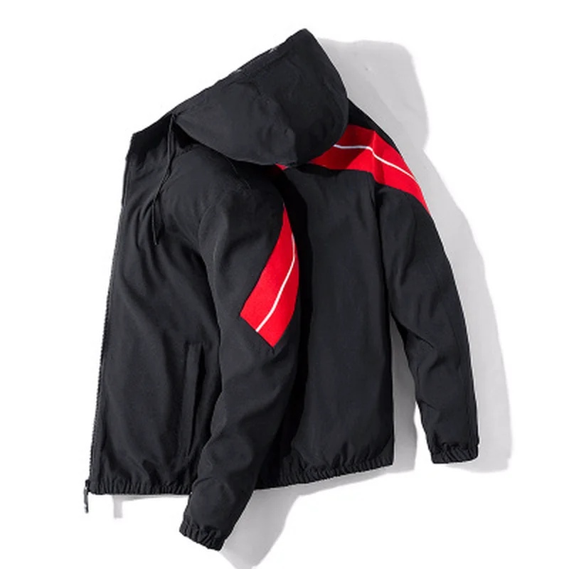 Men's Hooded Jackets Patchwork vintage Block Pullover bomber Jacket Tracksuit Coat big size Men Hip Hop Streetwear windbreaker | Мужская