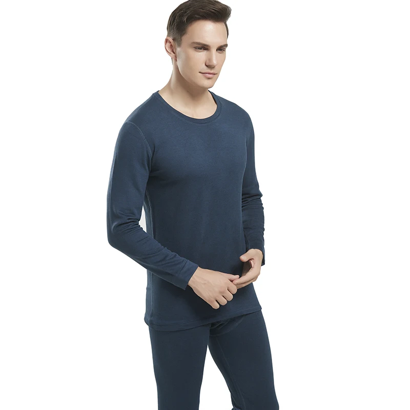 

Spring 2021 new cotton thickened thermal underwear set pants men's round neck loose autumn wear high-end fashion