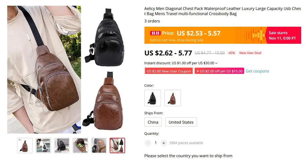 Aelicy, Мужская нагрудная сумка, мужская кожаная нагрудная сумка, USB рюкзак с отверстием для наушников, функциональный органайзер для путешествий, мужская сумка-слинг 605