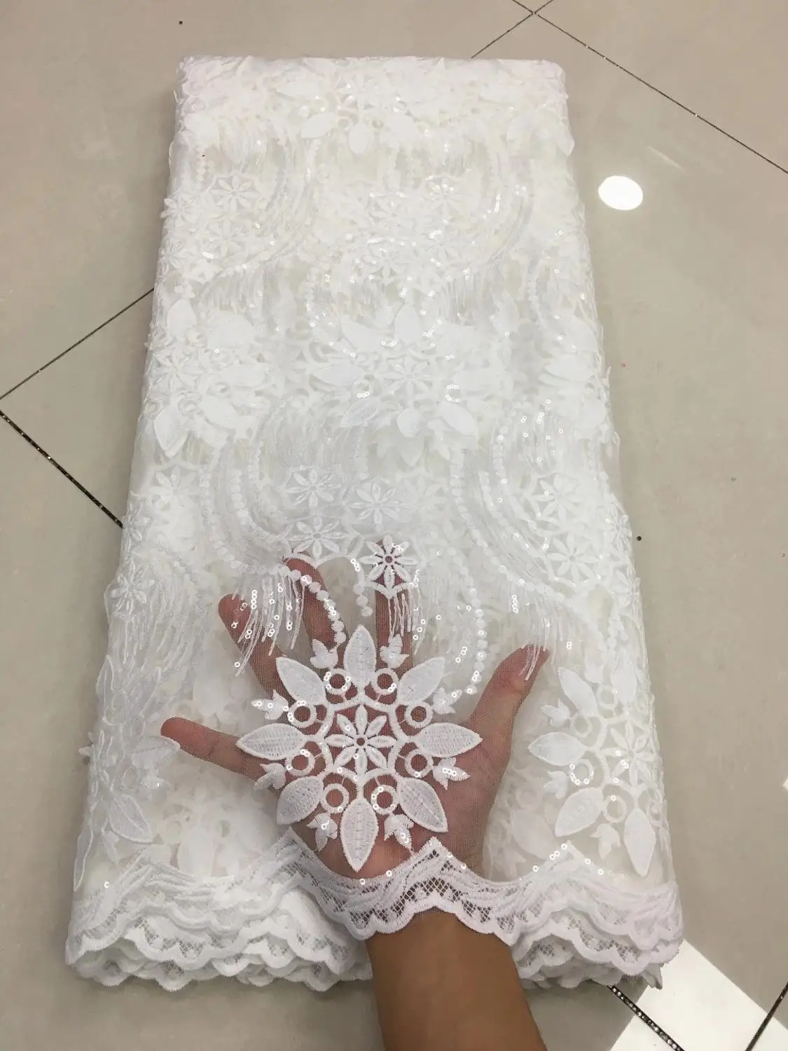 

MIQIER 2020 High Quality African Lace Fabric Embroidery Swiss French Tulle Cotton 5yards Wedding Party Dress Guipure Sequins