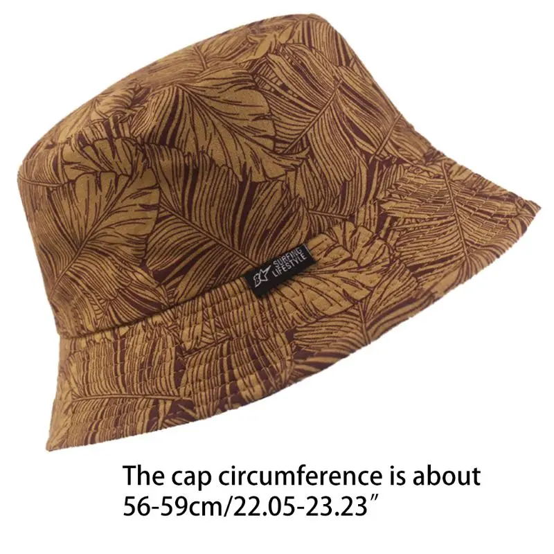 

Men Women Harajuku Vintage Reversible Bucket Hat Summer Outdoor Sunscreen Graffiti Tropical Leaves Printed Panama Fisherman Cap