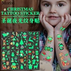 Светящаяся татуировка на тело, наклейка для детей, Рождество, Санта Клаус, дерево, подарок, снежный человек, светится в темноте, переводная имитация татуировки WM002