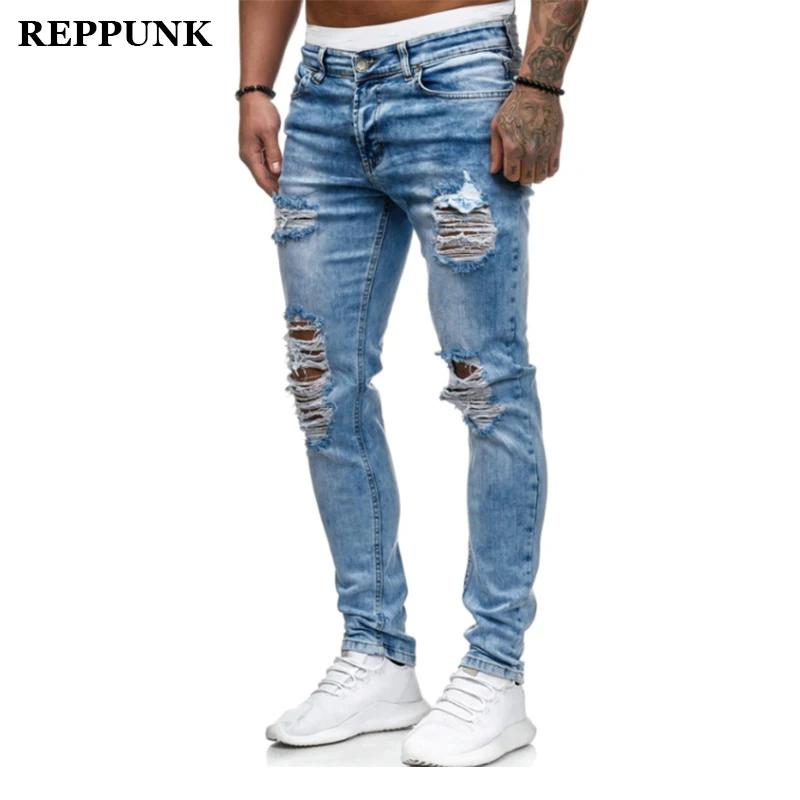 2020 новые рваные джинсы мужские модные обтягивающие штаны карандаш стрейч из