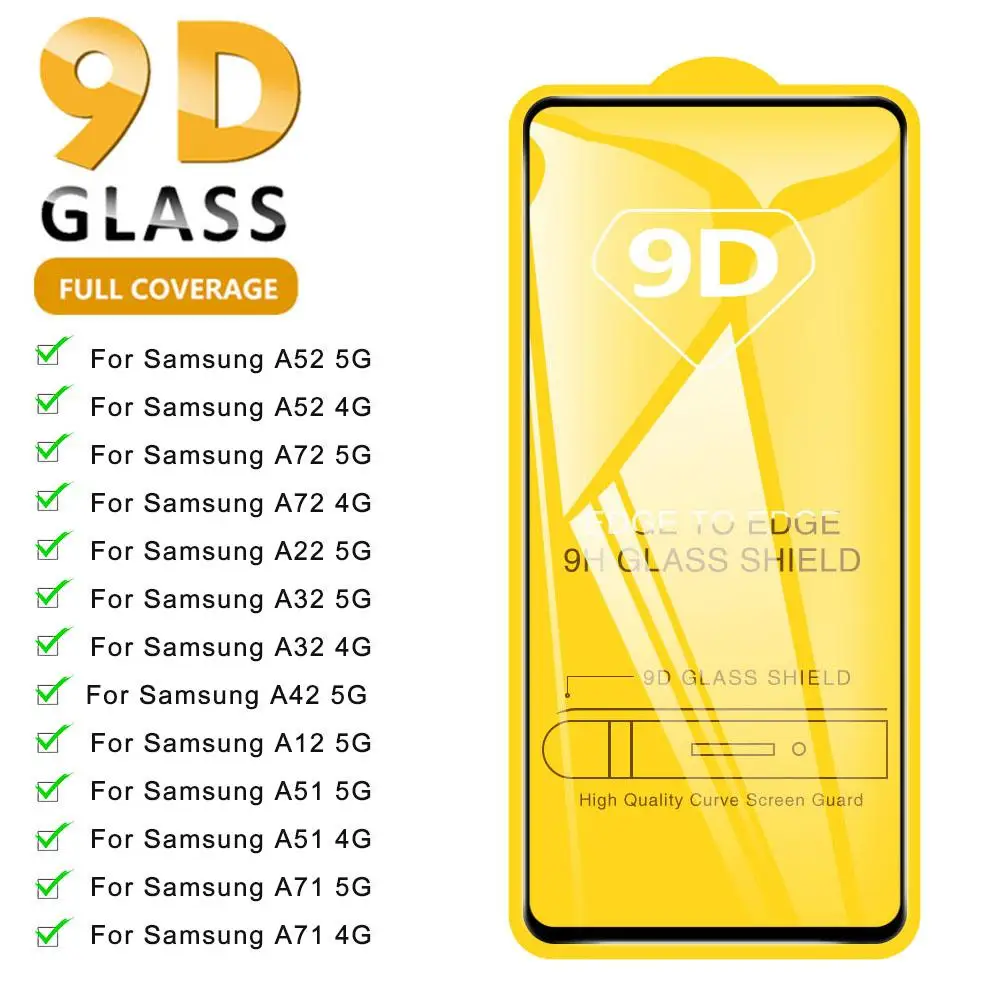 

Защитное стекло 9D для Samsung A52 A72 A32 A42 A12 A22 A51 A71