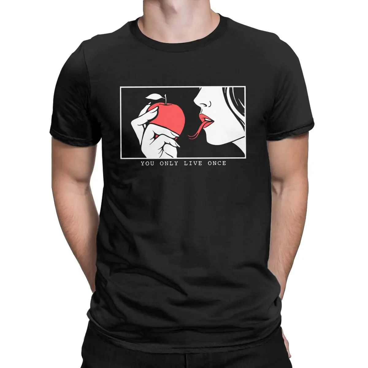 Футболка мужская с круглым вырезом тенниска из чистого хлопка надписью You Only Live