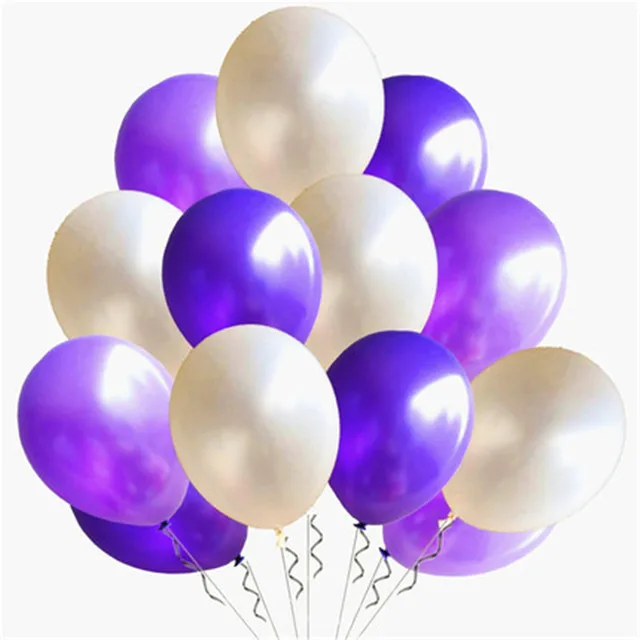 purple white 20 шт. 12 дюймов Свадебные латексные шары украшения для дня рождения Надувные Воздушные шары Детские игрушки детский душ баллон гелия - Color: purple white