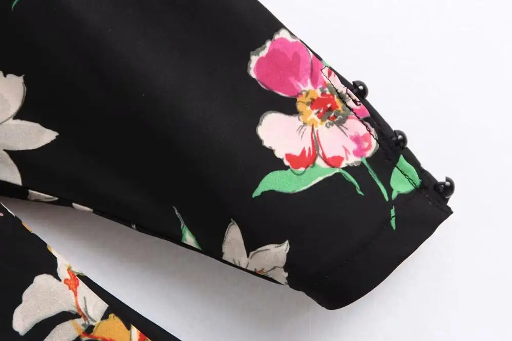 Женское элегантное платье кимоно с цветочным принтом длинное офисное v образным