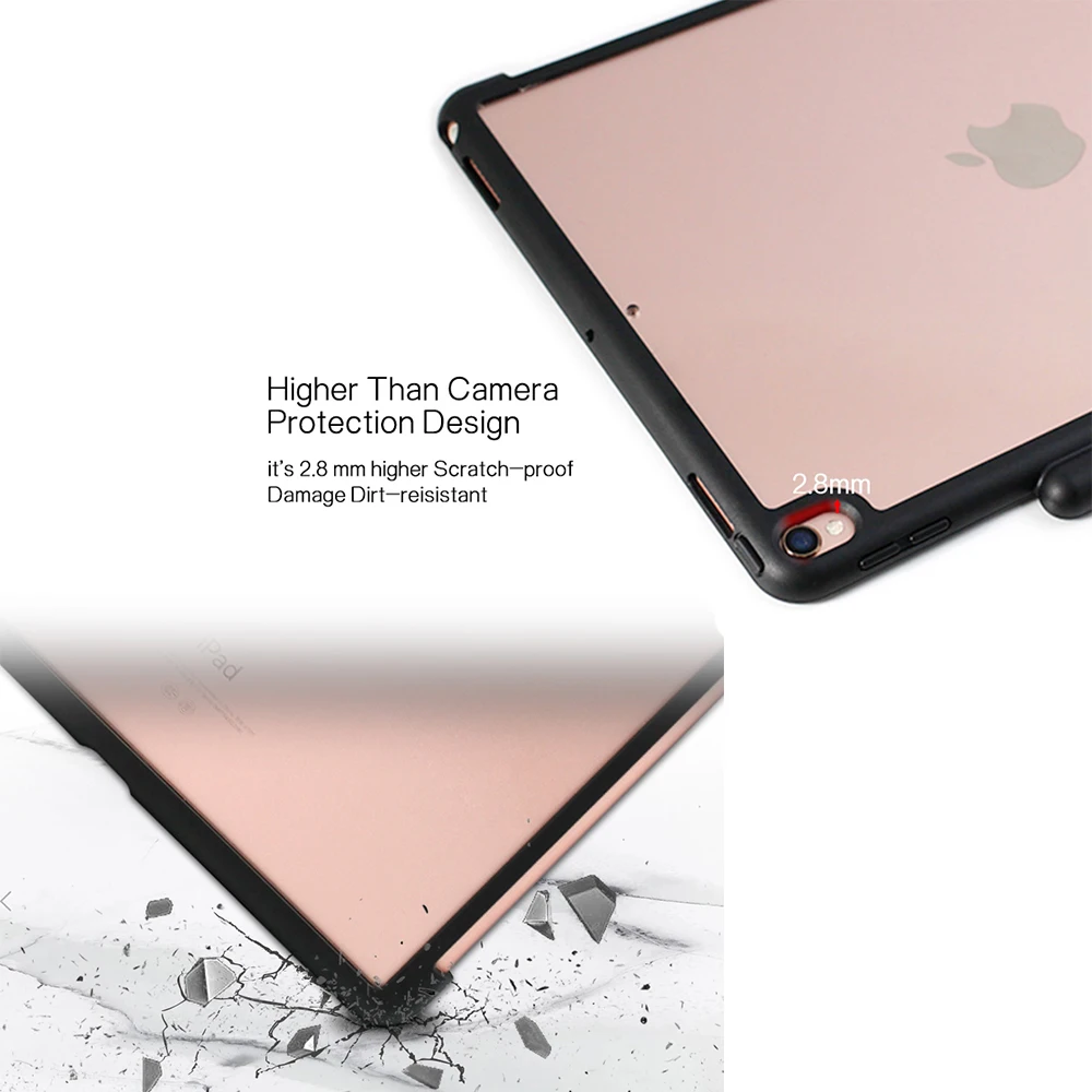 WOW чехол-карандаш для iPad 9,7 чехол прозрачный мягкий край задняя крышка для iPad 9,7 5th 6th Gen клавиатура Apple