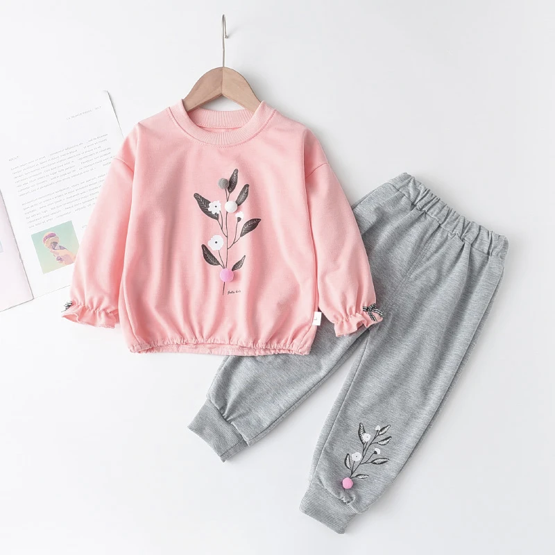

1-5Y Toddler Baby Sets 2022 New Autumn Girl Flowers Print Outfits Kids Casual Tracksuit Children Clothing Suit Girls Clothing