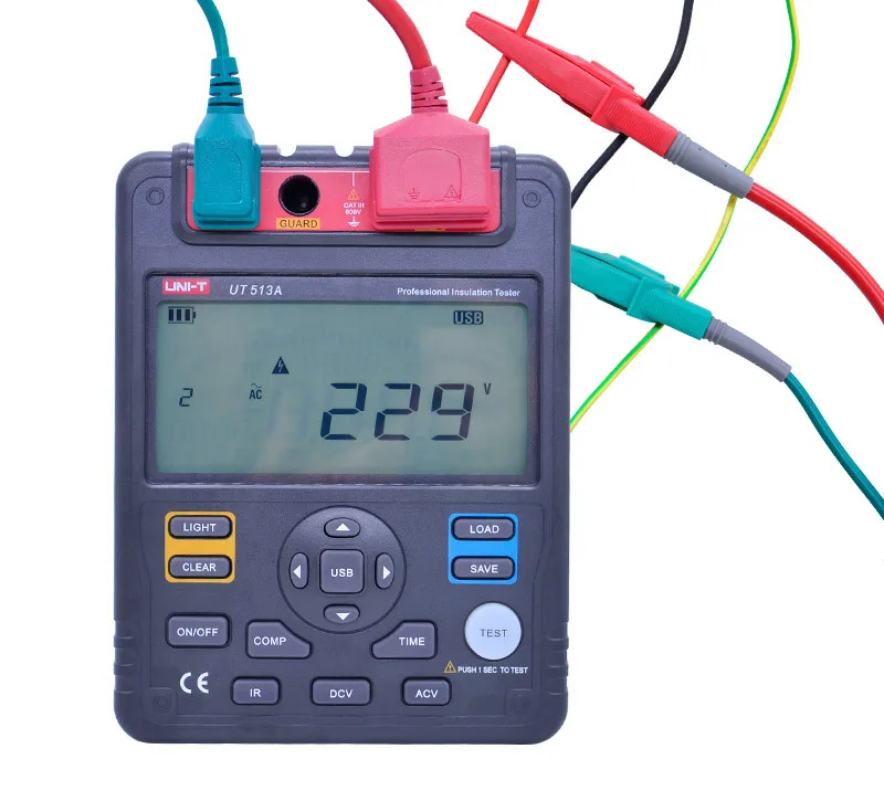 Bestellen UNI-T UT513A Isolierung Widerstand Tester Analog Bar Graph AC/DC 500V ~ 5000V DAR PI Tester Test Spannung Sekundäre Display Megger