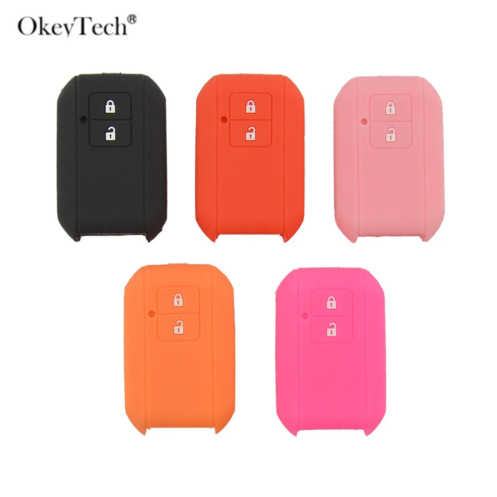

Силиконовый чехол Okeytech с 2 кнопками, чехол для ключа дистанционного управления для Suzuki Swift 2017 2018, БЕСКЛЮЧЕВОЙ Брелок, мягкая резиновая Замена