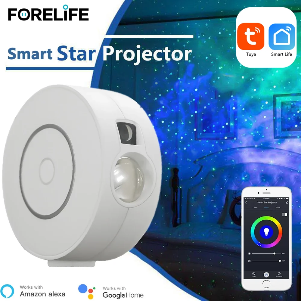 

Tuya Smart Star Projector WiFi Galaxy Starry Sky Projector Led Colorful APP Waving Night Light Wireless Control Alexa Google