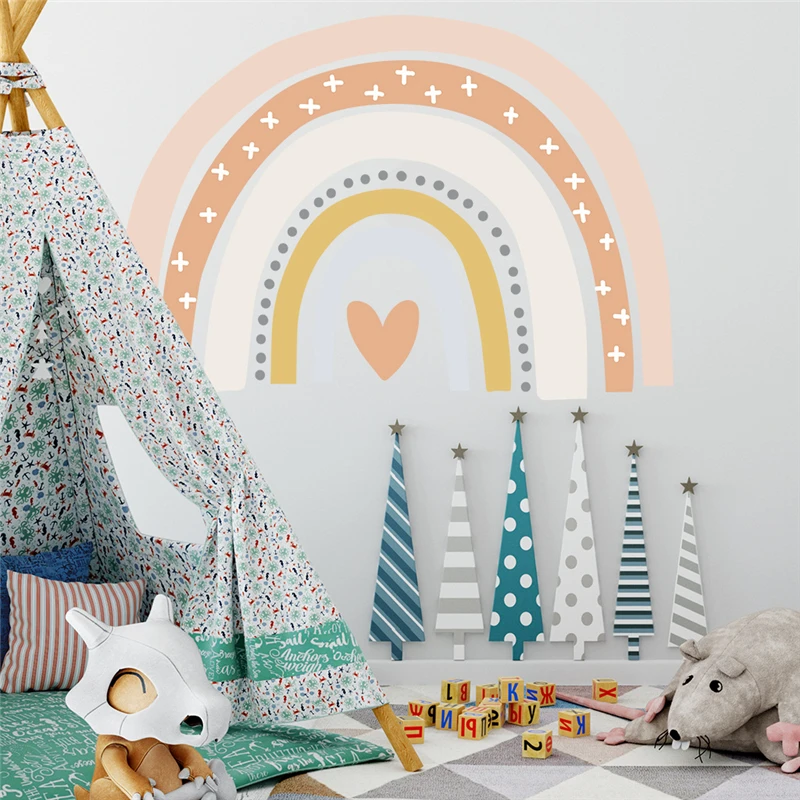 

PVC Rainbow Wall Stickers for Kids Room Nursery Decoration Sticker Baby Wall Mural Paper Decals Living Room Bedroom Home Decor