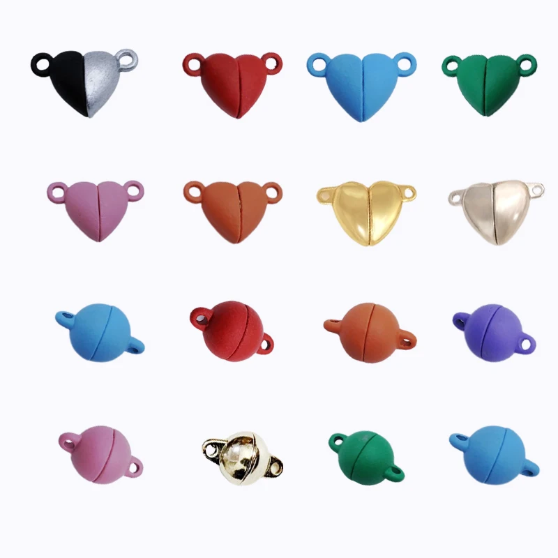 

5Sets Small Heart Round Shaped Magnet Connected Clasps Beads Charms Pendant DIY Couple Magnetic Buckle for Jewelry Bracelet