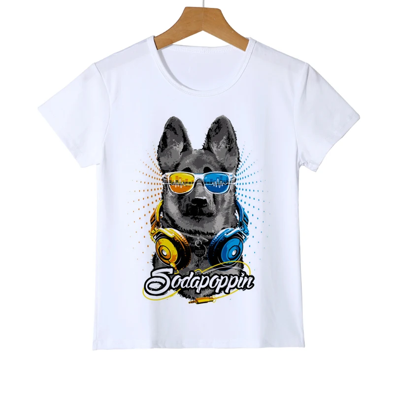 

Детская футболка с мультяшным принтом собаки детская крутая собака с солнцезащитными очками повседневные топы с коротким рукавом Милая футболка для мальчиков и девочек