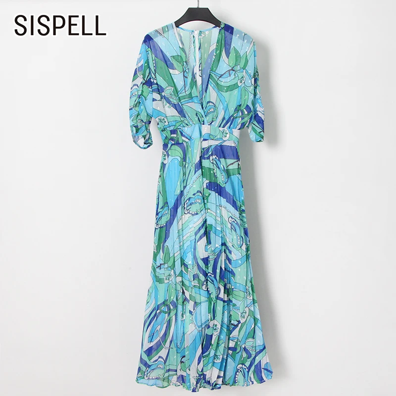 

SISPELL платье с рукавами-фонариками для женщин с v-образным вырезом для похудения с завышенной талией, с рюшами и принтом хит Цвет элегантное ж...