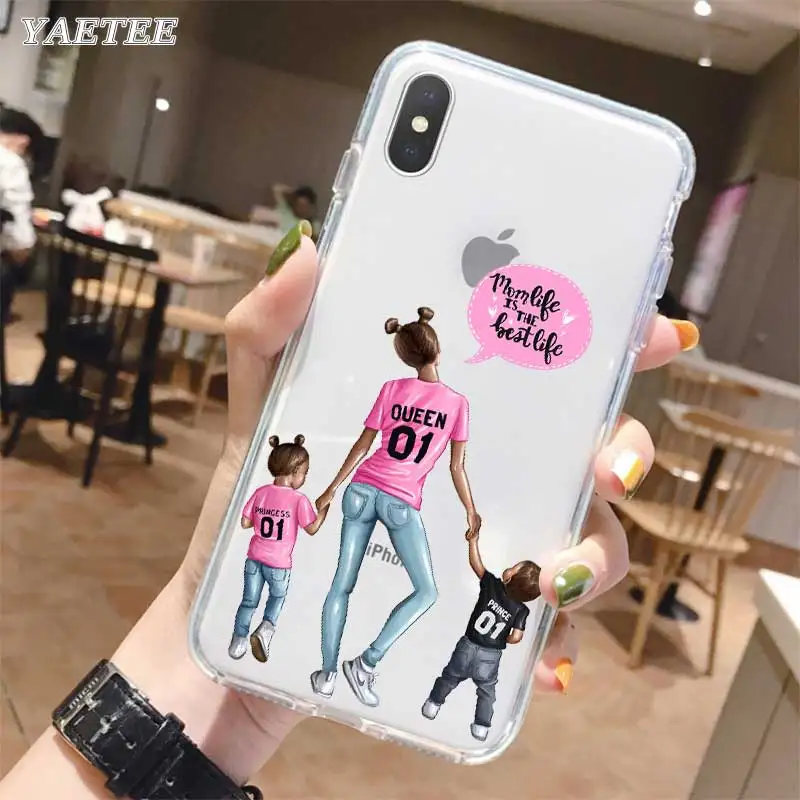 

Fashion Woman Black girl Super Mom baby Phone Case for iPhone 11 Pro X XR XS MAX SE 2020 11 7 8 Plus 6 6s 5 5s 7+ 8+ Soft Cover