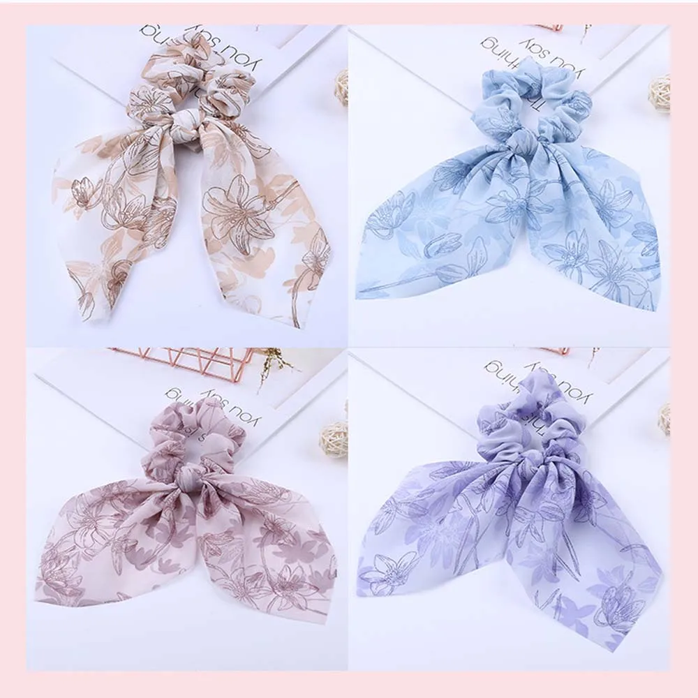 Корейский стиль богемные резинки с принтом шифоновая лента женский эластичный