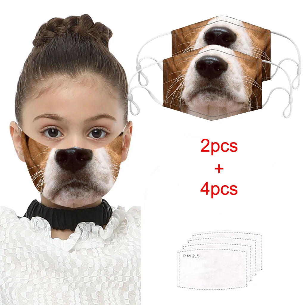 2PCS Cosplay Mask Cartoon 3D Masks With 4PC Gasket Face Filter PM2.5 Mouth-Muffle Washable AntiDust Mask#0810 | Красота и здоровье