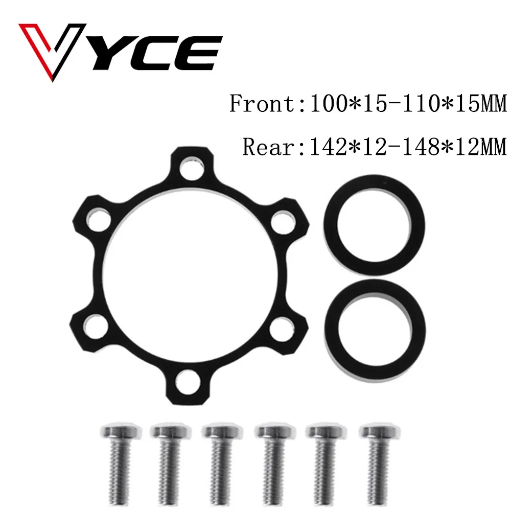 VYCE دراجة تعزيز مهايئ توزيع تغيير 12x142 إلى 148 15x100 إلى 110 110 148 محور الدراجة فاصل غسالة 6 الترباس القياسية من خلال المحور 15 مللي متر