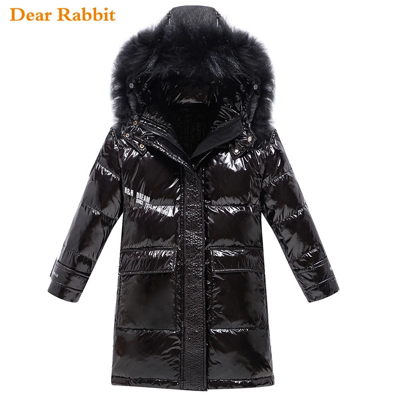 

NEW White Duck Down Jackets for Girls clothes Parka real Fur Thick Warm Children Shiny Winter Kids for Boy Coat Teenage snowsuit
