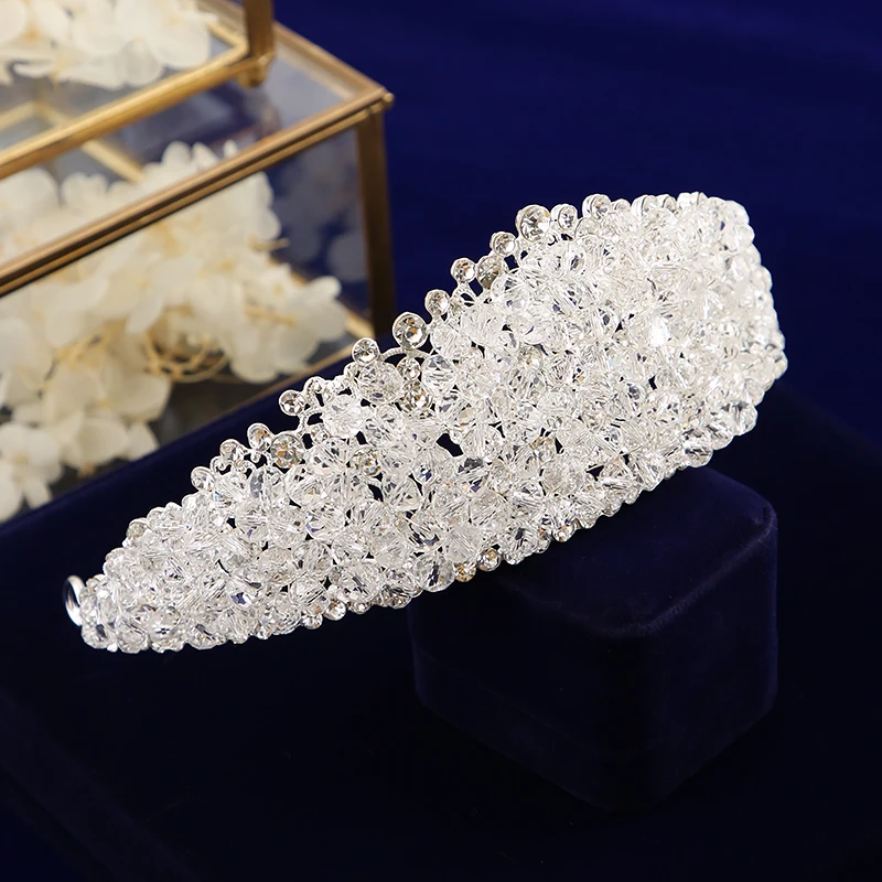 Блестящие винтажные аксессуары для волос со стразами|crown tiara|bride hairbandtiara bride |