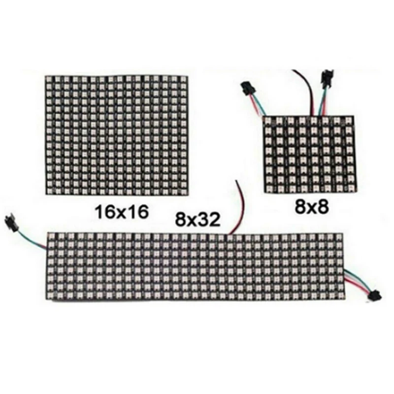 Фото Матрица 16x16 8x8 8x32 DIY GyverLamp WS2812B Светодиодная цифровая гибкая индивидуально адресуемая панель Пиксельный светильник Плата дисплея DC5V №2