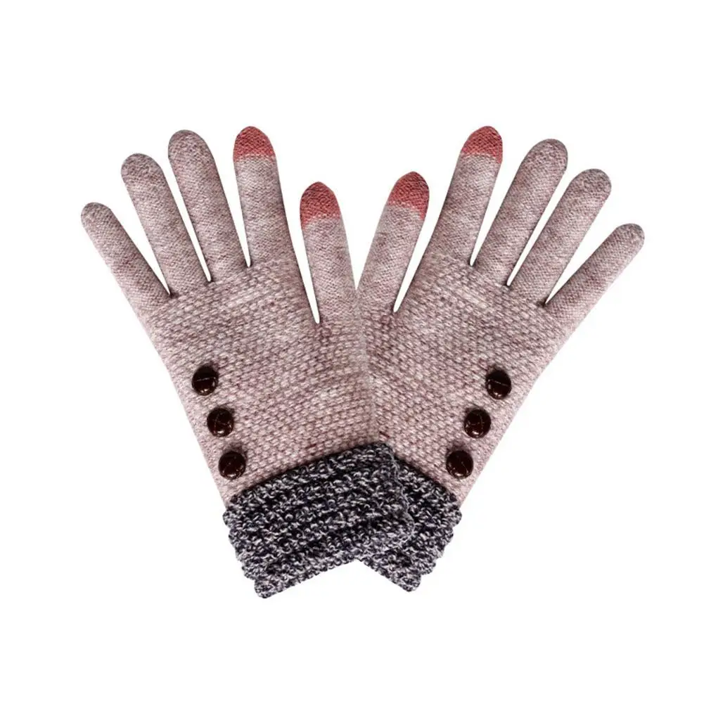 

Winter Women Touch Screen Knit Gloves Thicken Riding Full Finger Mittens Gift
