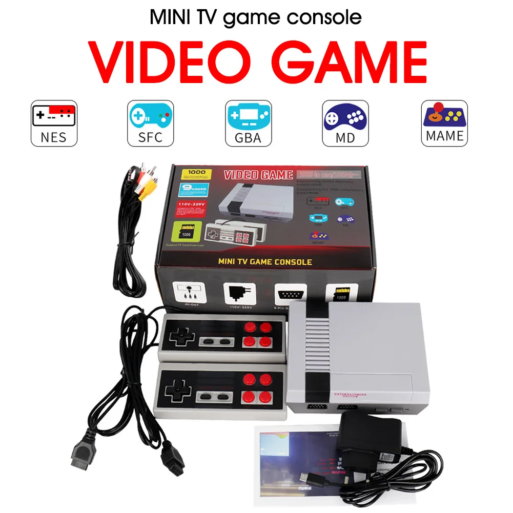 

Retro Game Consoles with 2 Joysticks, AV Output TV Video Games Console Built-in 1000 Games for for Kids Family Friends