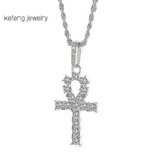 Египетский Анкх подвеска-крестик со стразами ожерелье для женщинмужчин The Key Of Life золотого цвета Египет хиероглифы хип-хоп ожерелье подарок