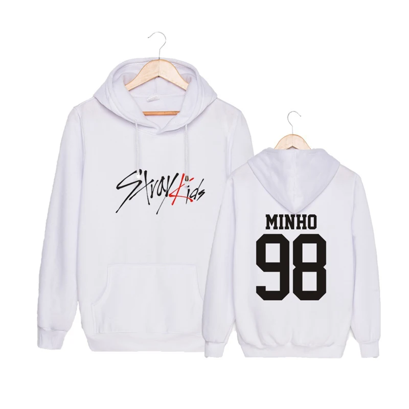 Straykids/модный детский пуловер с капюшоном, бархатный пуловер больших размеров для мужчин и женщин - Цвет: white9
