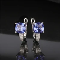 dy 925 sterling silver earring tanzanite sky blue gemstone clip earring for women nano stone banquet luxury trendy fine jewelry