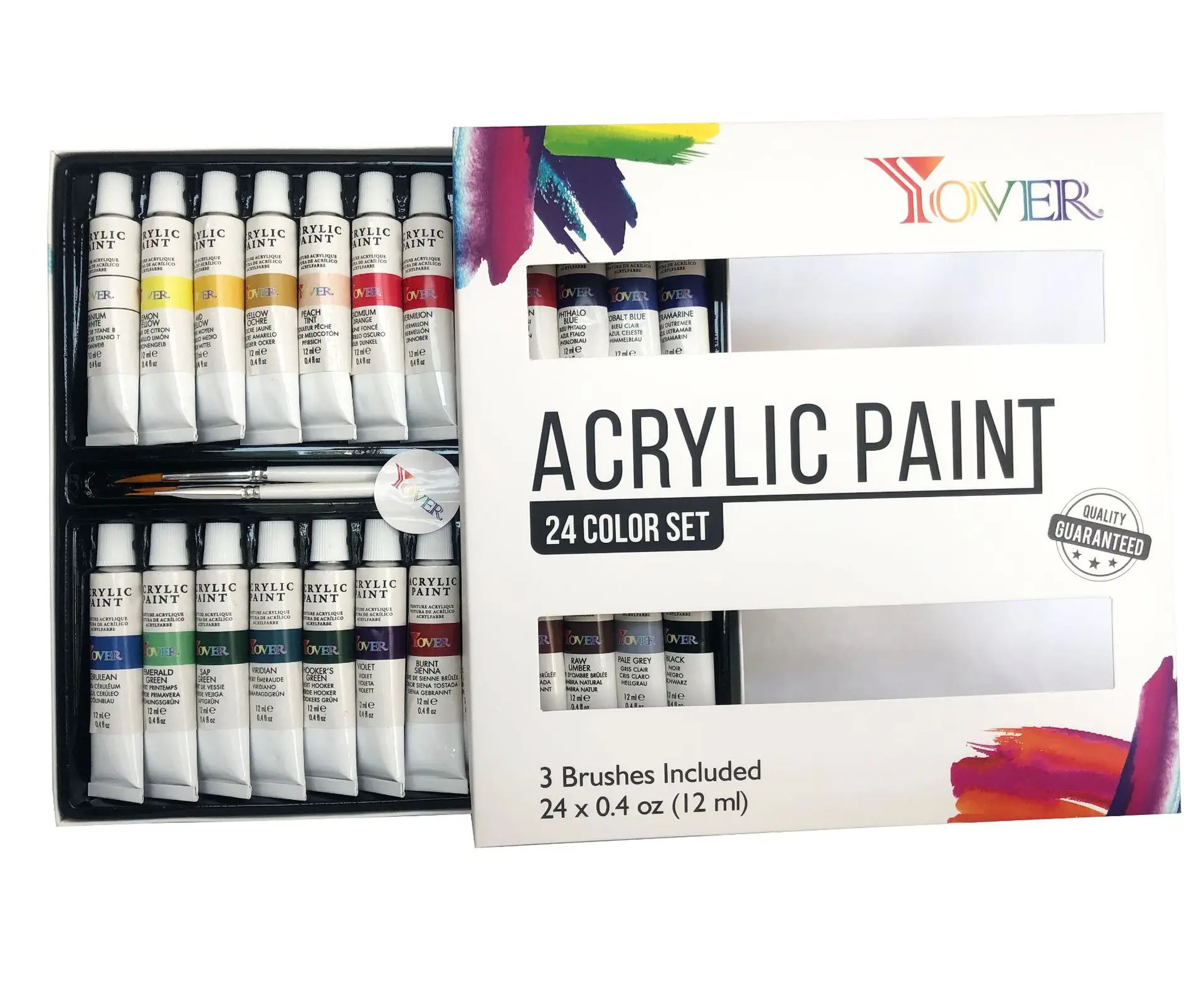 

Professional 24Colors Acrylic Paint Set With 3Brush 12ml For Fabrics Painting Clothing Pigments Art Supplies Artist Painting