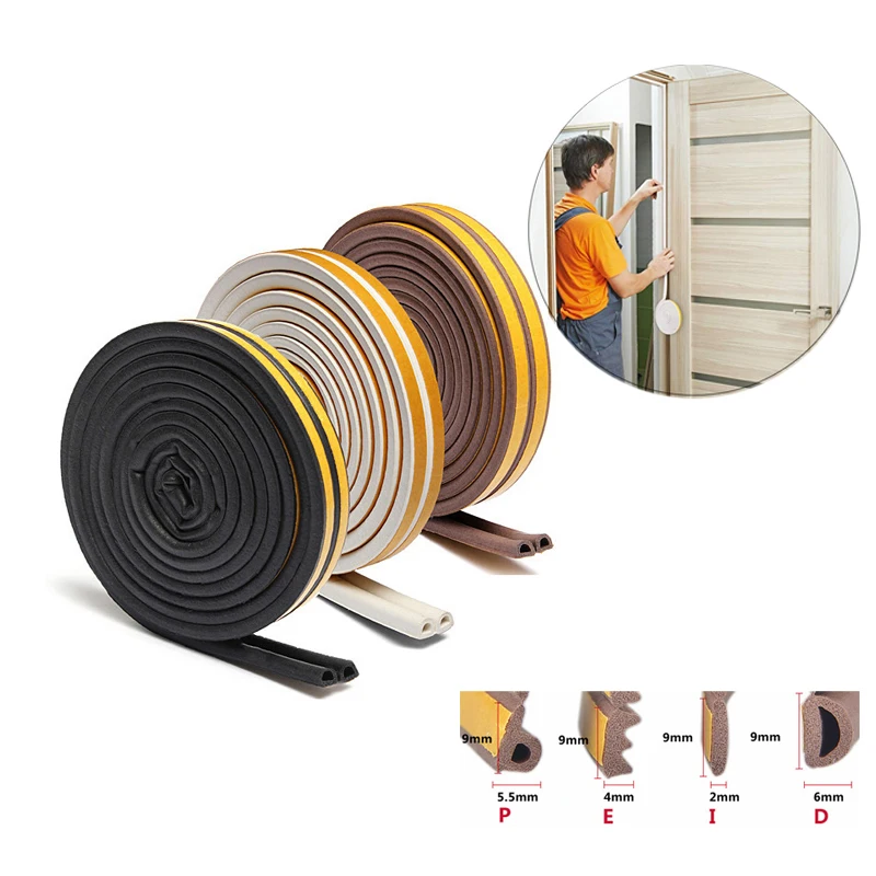 

10metre Seal Strip Self-Adhesive E/D/P/I Type Doors Window Gasket Soundproof Rubber Foam Weatherstrip Sealed Collision Strip
