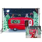 Фон для фотографирования с изображением рождественских сосна красный фон с автомобилем для детей День рождения Рождество фото фон для фотостудии фон для фотосъемки в W-3415