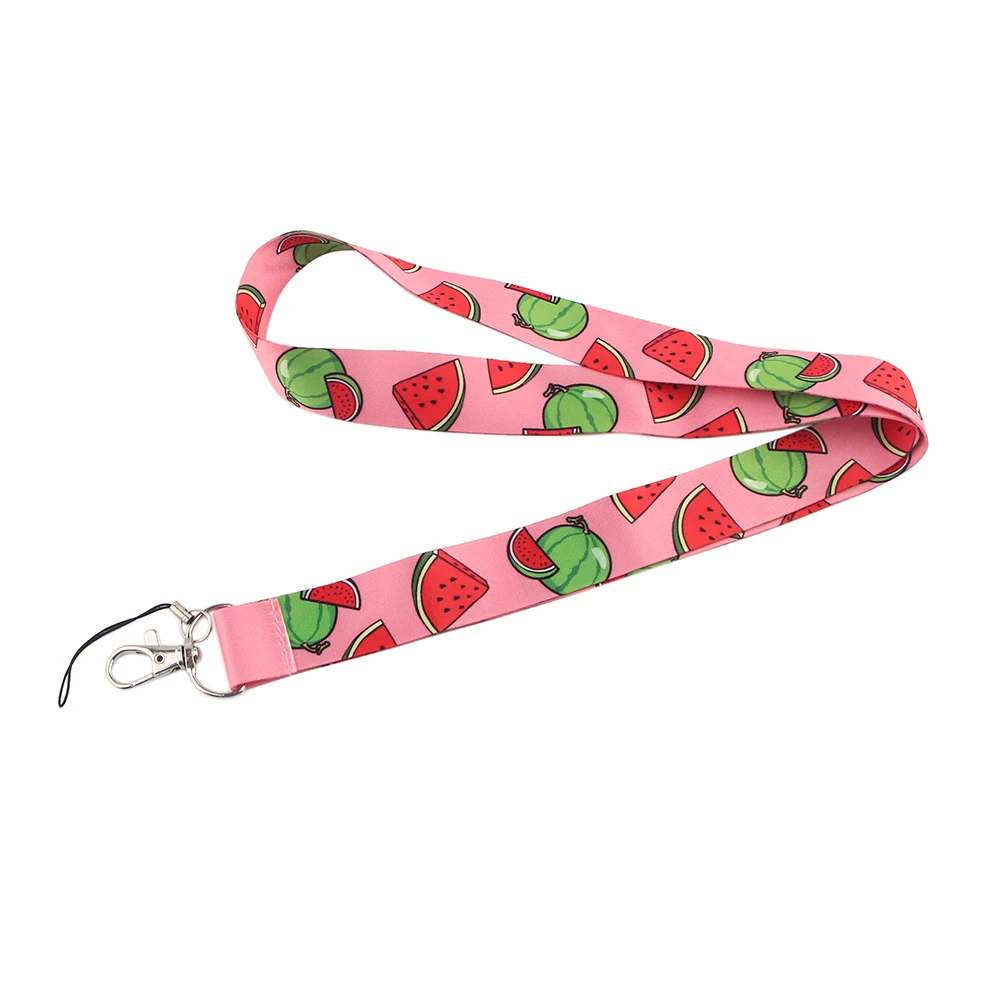 

JF455 Watermelon Fruit Keychain Lanyard Cute Phone Charm Cell Phone Neck Strap Pink Lanyards for Keys ID Badge Key Card Holder