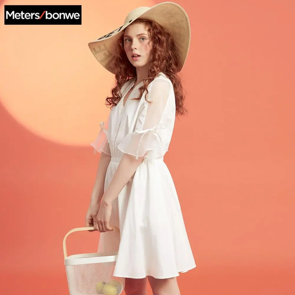 Женское летнее платье из органзы Metersbonwe|Женские платья| |