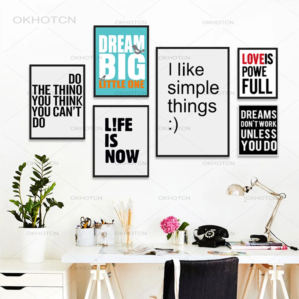 Современная Минималистичная чёрная и белая Картина на холсте с надписью