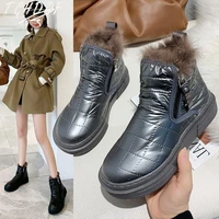 2021 autumn winter new martin boots waterproof and velvet thickened snow boots womens pedal all match warm snow cotton boots