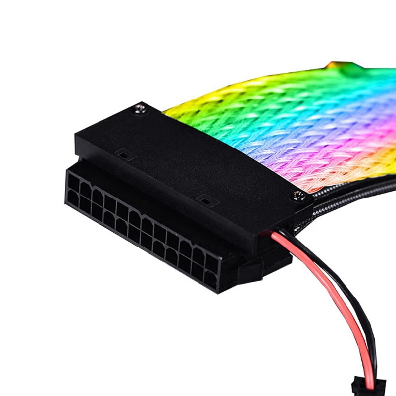 

RGB Rainbow Cable 24PIN Extension Cord Neon Line Extension Cable Out of Sync for PC Case Decoration