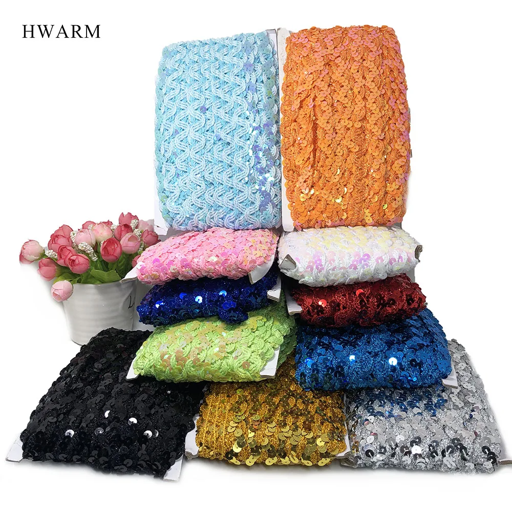 25yard Environmental Protection Wave Sequin Lace Fabric Ribbon Strip Bead Clothing Dress Accessories Diy Performance Sewing Trim