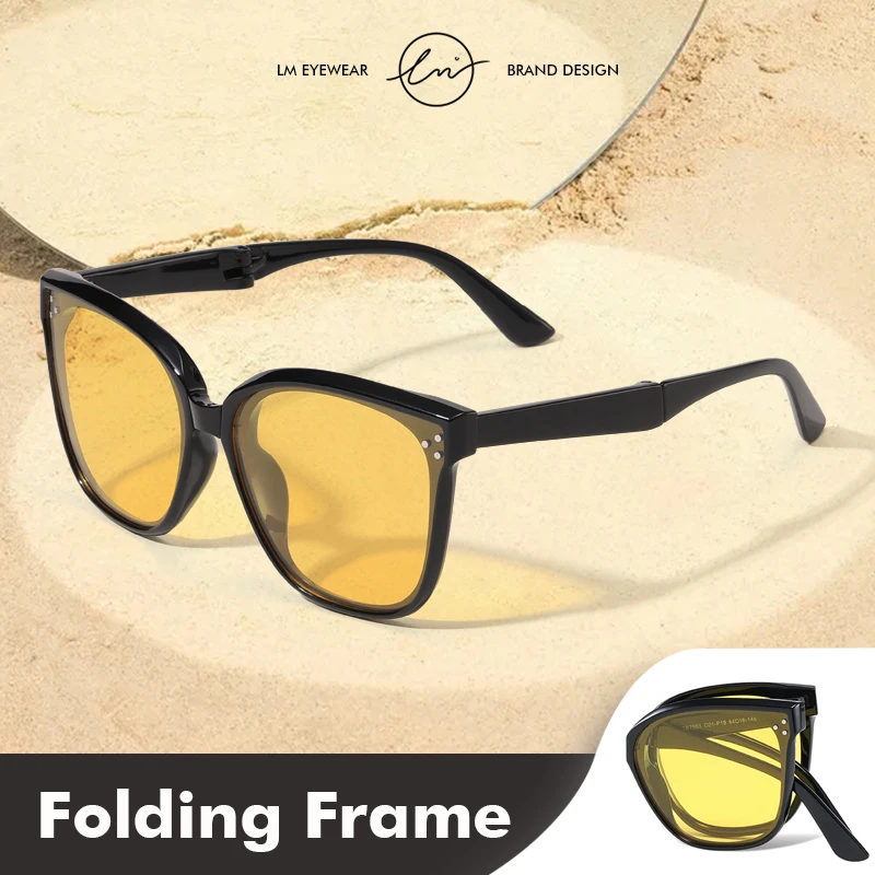 

LM New Fashion Foldable Polarized Women Folding Sunglasses Men Oversize Square Sun Glass Ladies Lunette De Soleil Femme UV400