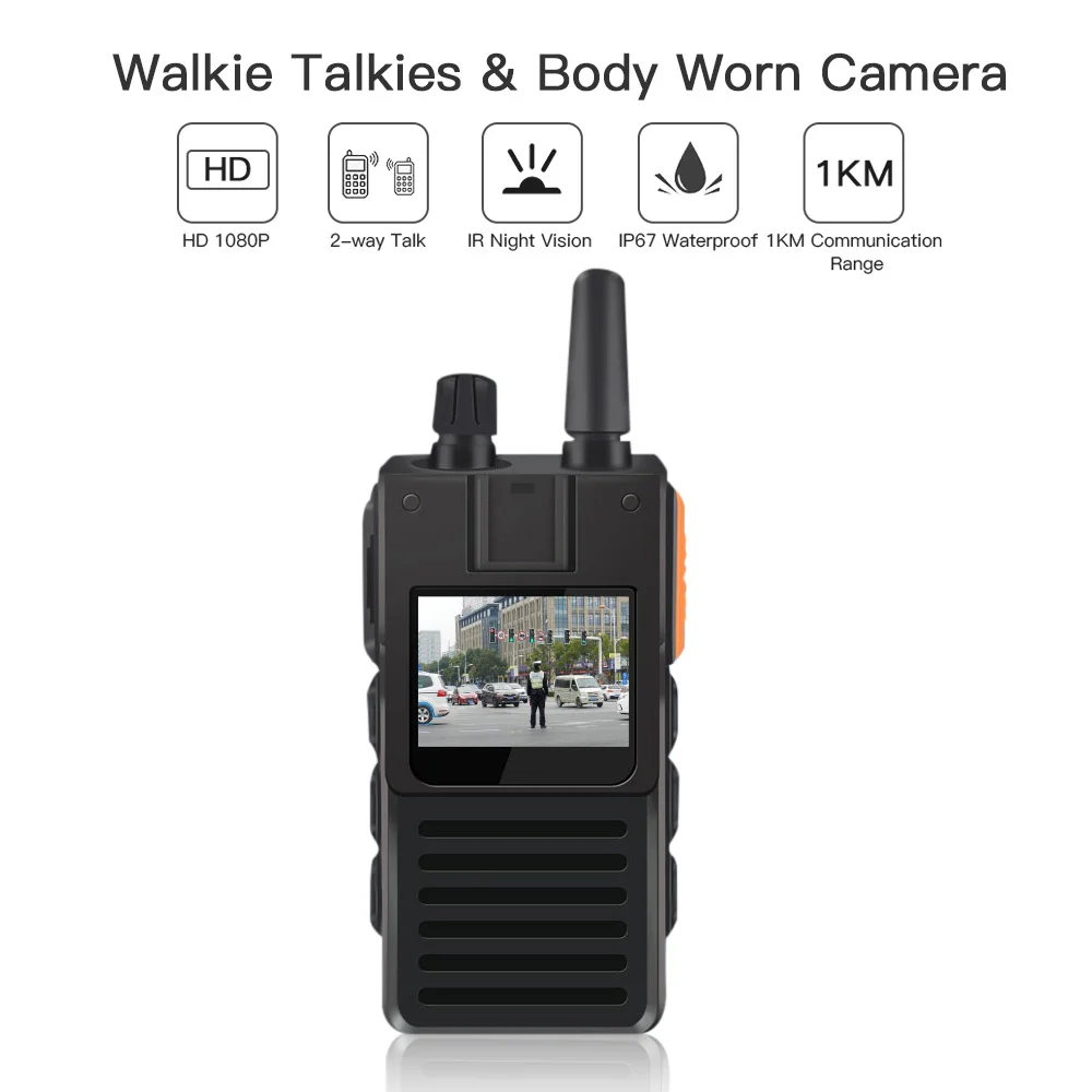 Полицейская камера HD 1080P ночного видения DVR рекордер 2 way Радио Walkie Talkie 1 км видео