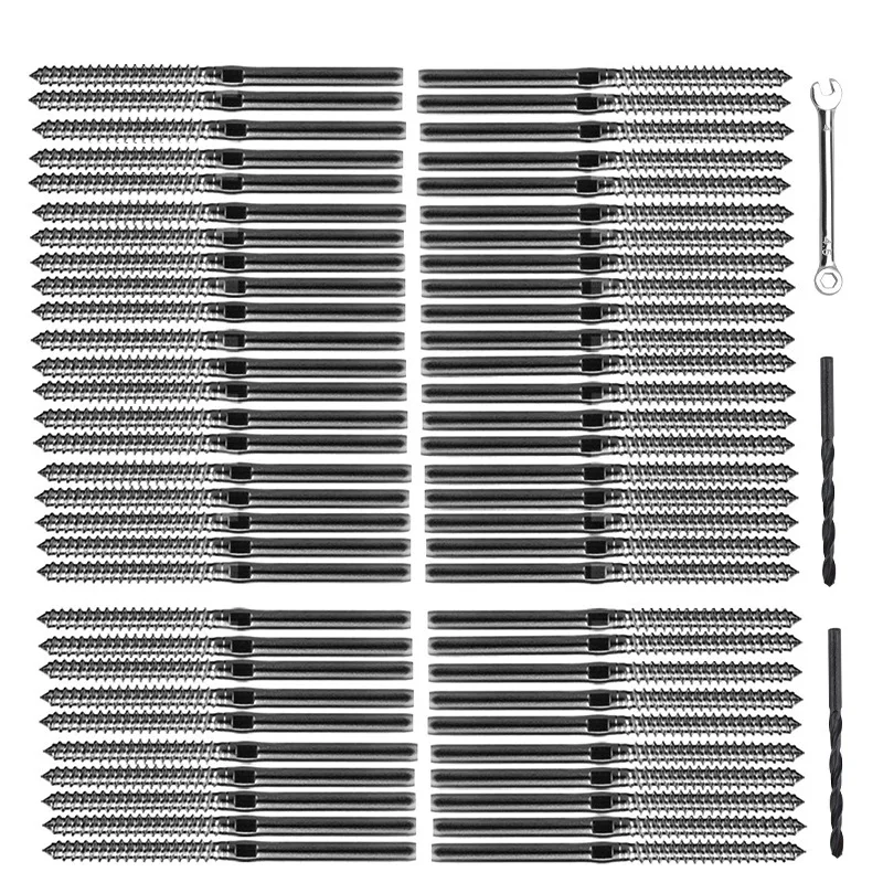 

Right&Left Handed Thread Swage Lag Screw for Wood Post of 1/8inch Cable Railing Deck Railing Hardware Wood Baluster Kit