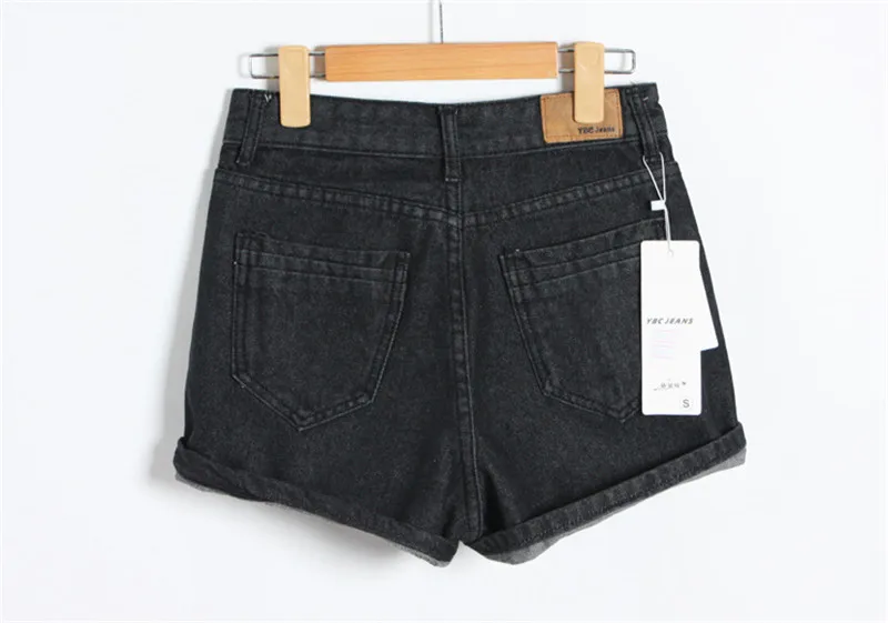 Шорты женские джинсовые в винтажном стиле с завышенной талией на пуговицах