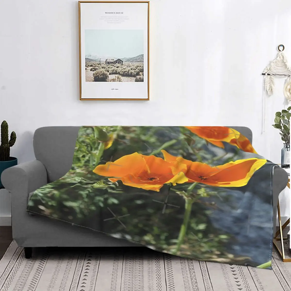 

Manta de flores naranjas, colcha de cama a cuadros, manta de Anime de lana, manta para niños