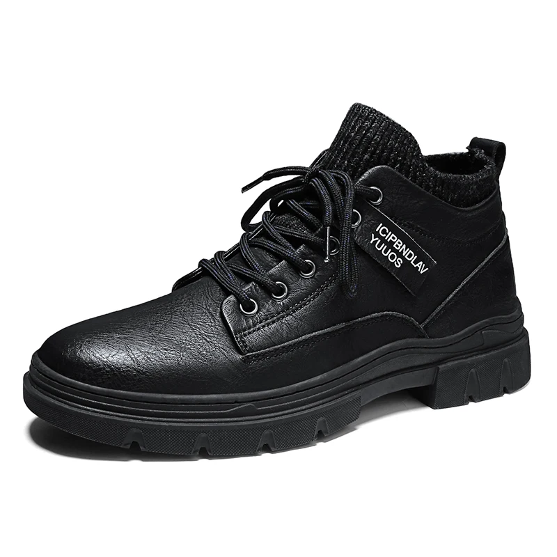 Кроссовки-Носки мужские на платформе резиновая прогулочная кожаная обувь