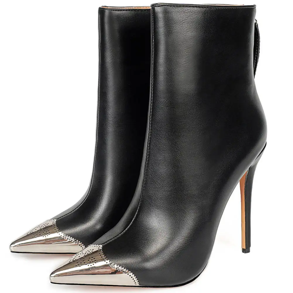 

2020 Large Sizes 43 Thin High Heels Sexy Pointed Toe Autumn Ankle Boot Party Shoes Woman Boots Female