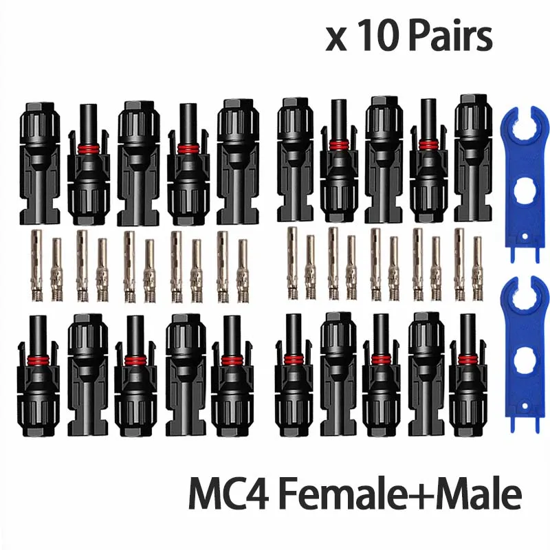 10pairs MC4-Spanner MC4 филиал Панели солнечные разъем MC4 мужской женский 30A 1000V для PV кабель 2,5/4/6 мм солнечный модуль подключения гаечный ключ инструмент для обжима - Цвет: 10pairs MC4-Spanner